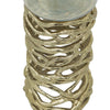 Ashly Candle Holder | Swirled Branch Accent | Gold Finish | Brown Glass 15"