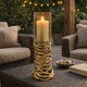 Ashly Candle Holder | Swirled Branch Accent | Gold Finish | Brown Glass 15"