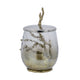 Akra Large Mabrey Jar | Gold Branch-Like Lid | Brown Hammered Glass 11"