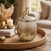 Akra Large Mabrey Jar | Gold Branch-Like Lid | Brown Hammered Glass 11"