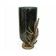 Jenise Small Vase w Gold Aluminum Leaf Accent | Silver-Black Glass 14"