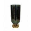 Jenise Small Vase w Gold Aluminum Leaf Accent | Silver-Black Glass 14"
