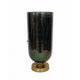 Jenise Small Vase w Gold Aluminum Leaf Accent | Silver-Black Glass 14"