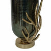 Jenise Small Vase w Gold Aluminum Leaf Accent | Silver-Black Glass 14"
