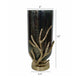 Jenise Small Vase w Gold Aluminum Leaf Accent | Silver-Black Glass 14"