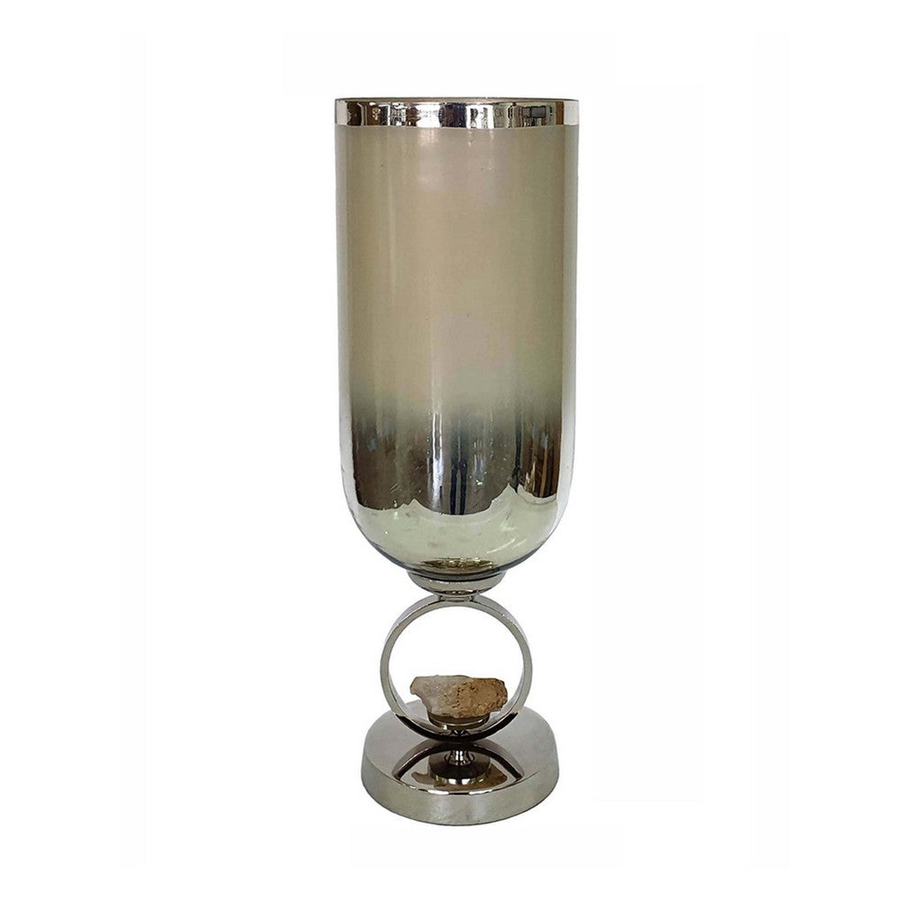 Cleo Small Vase | Metal Accent | Farmhouse Vintage Silver-Cream Glass 17"