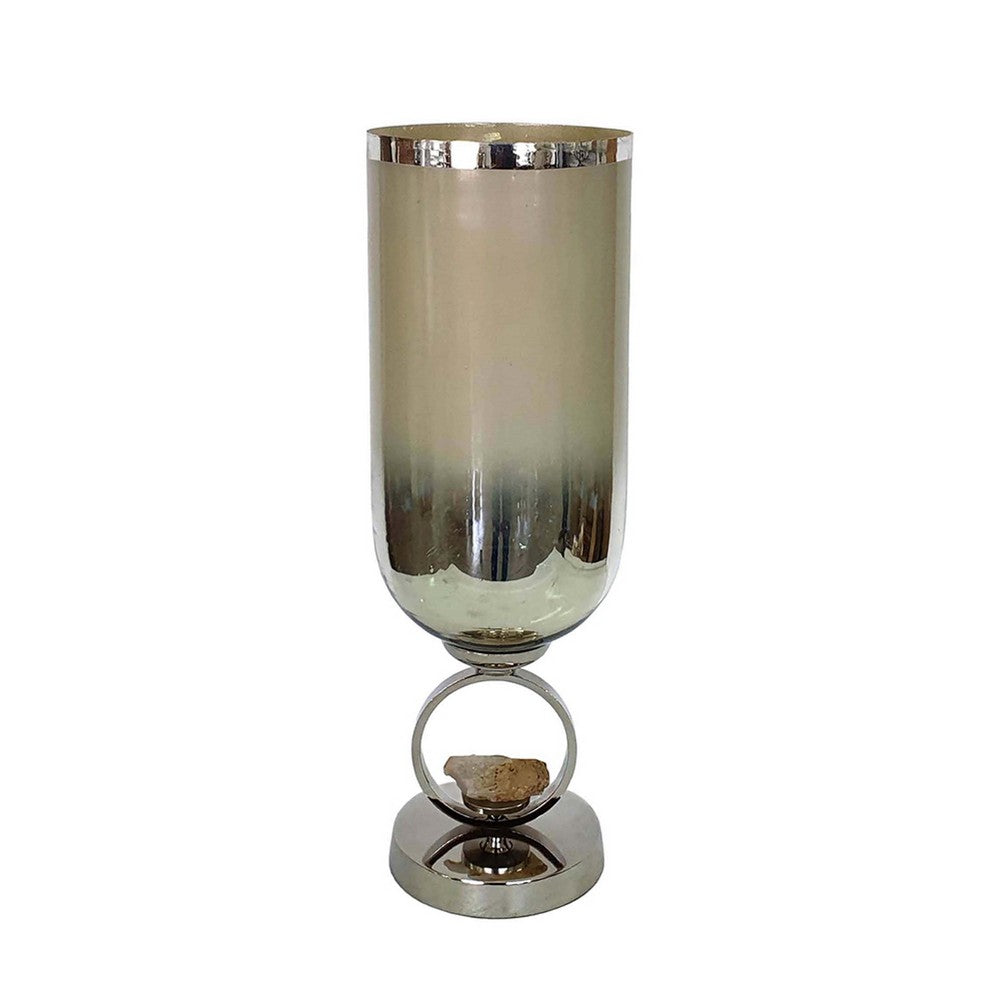 Cleo Small Vase | Metal Accent | Farmhouse Vintage Silver-Cream Glass 17"