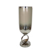 Cleo Small Vase | Metal Accent | Farmhouse Vintage Silver-Cream Glass 17"