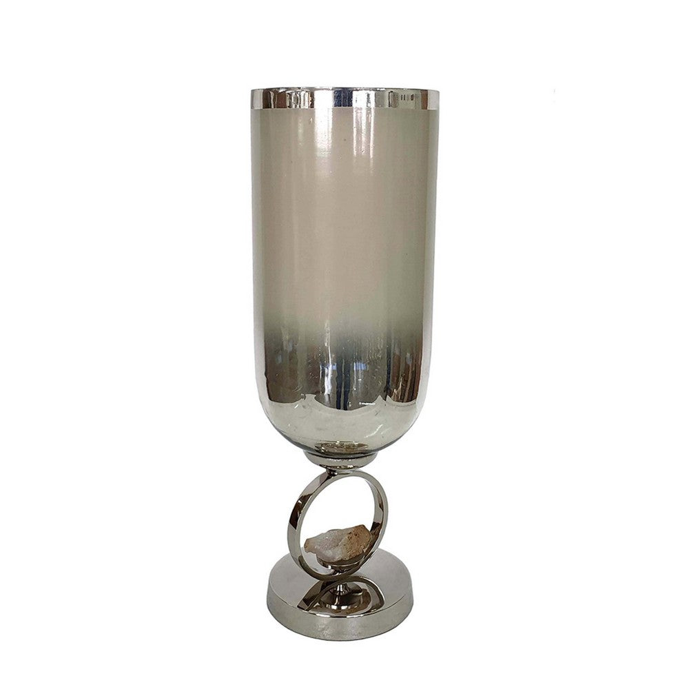 Cleo Small Vase | Metal Accent | Farmhouse Vintage Silver-Cream Glass 17"