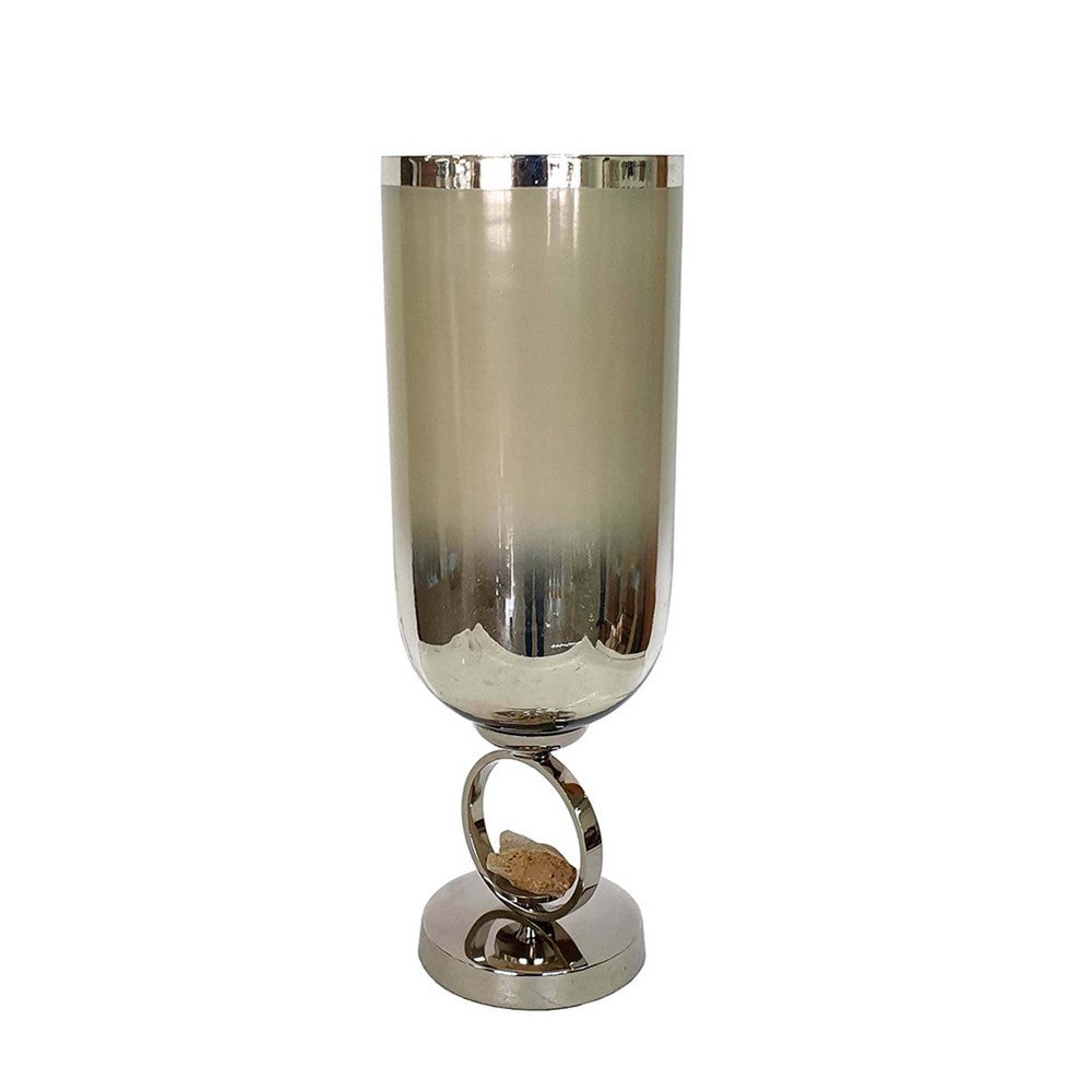 Cleo Small Vase | Metal Accent | Farmhouse Vintage Silver-Cream Glass 17"