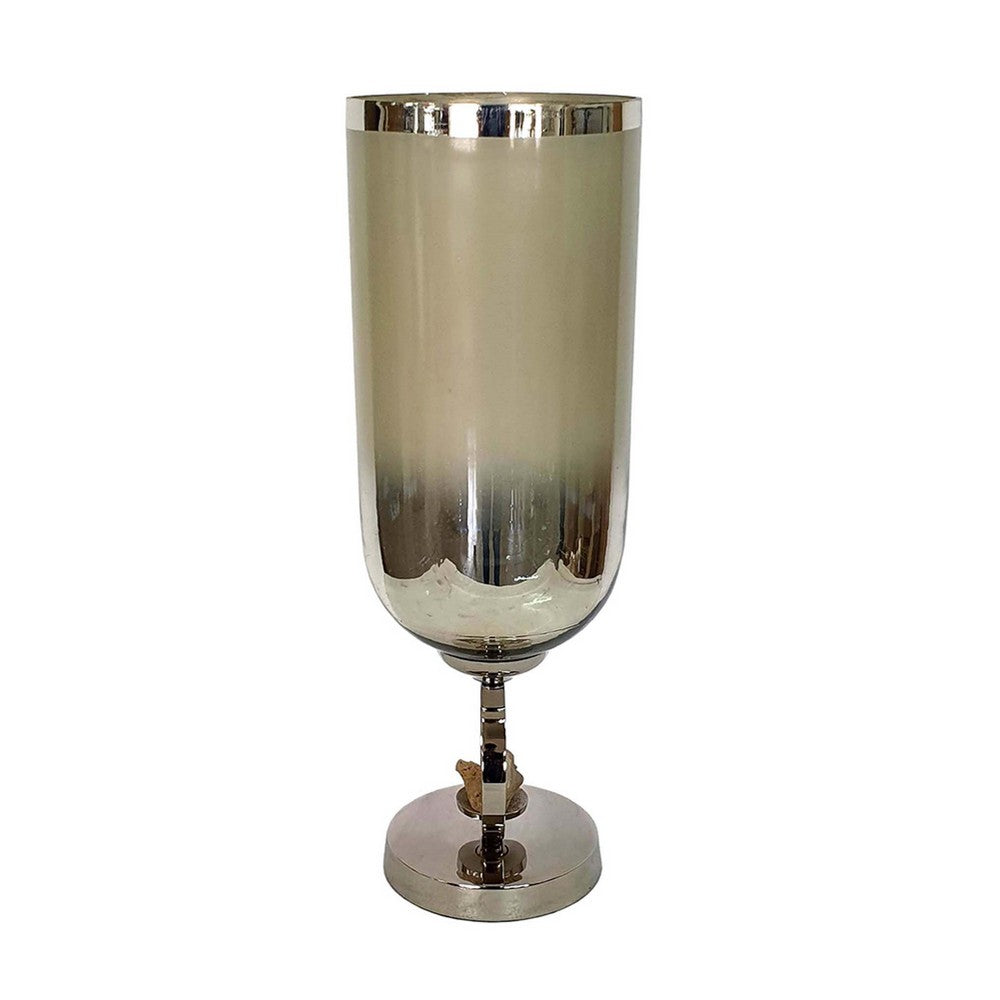 Cleo Small Vase | Metal Accent | Farmhouse Vintage Silver-Cream Glass 17"