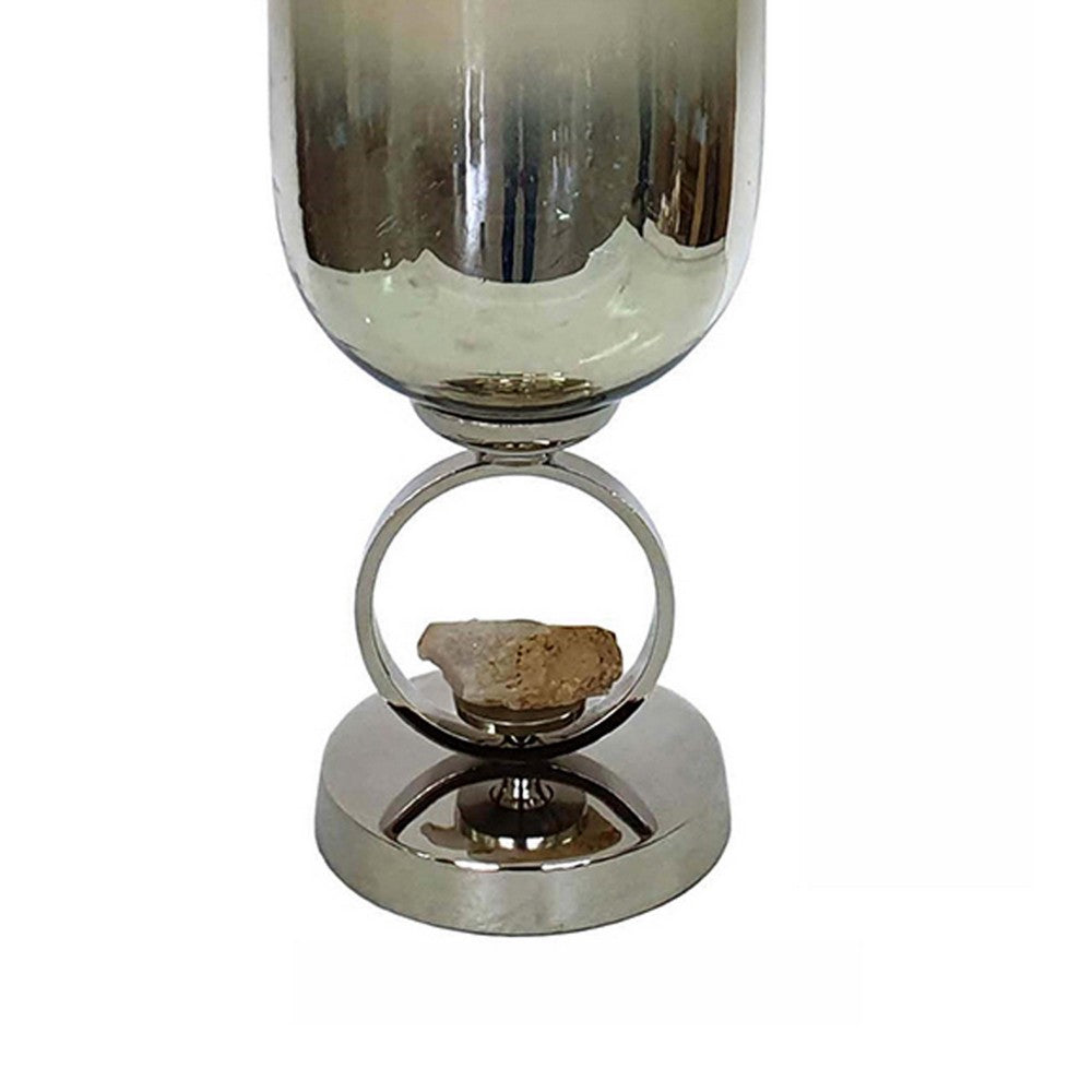 Cleo Small Vase | Metal Accent | Farmhouse Vintage Silver-Cream Glass 17"