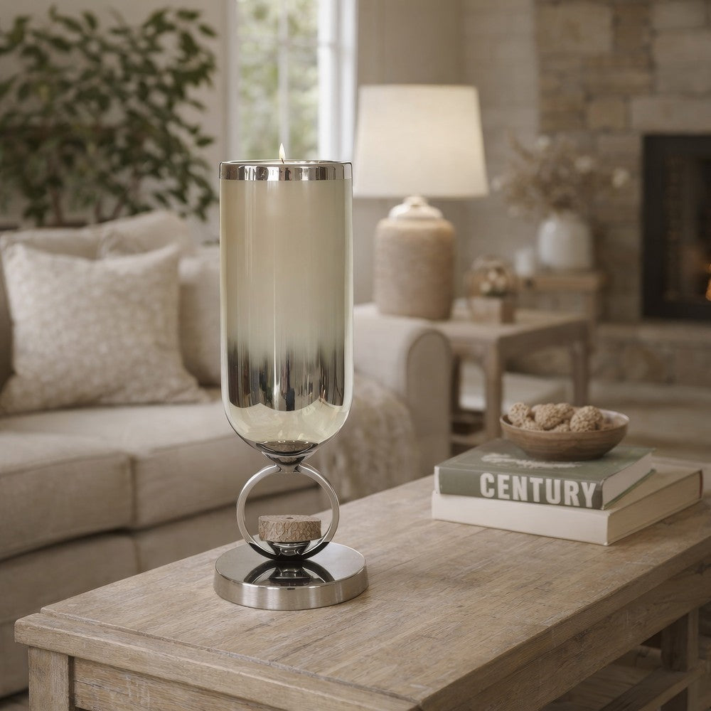 Cleo Small Vase | Metal Accent | Farmhouse Vintage Silver-Cream Glass 17"