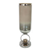 Cleo Large Vase | Metal Accent | Rustic Vintage Silver-Cream Glass 22"