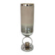Cleo Large Vase | Metal Accent | Rustic Vintage Silver-Cream Glass 22"