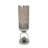 Cleo Large Vase | Metal Accent | Rustic Vintage Silver-Cream Glass 22"