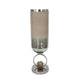 Cleo Large Vase | Metal Accent | Rustic Vintage Silver-Cream Glass 22"