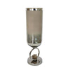 Cleo Large Vase | Metal Accent | Rustic Vintage Silver-Cream Glass 22"