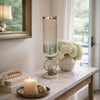 Cleo Large Vase | Metal Accent | Rustic Vintage Silver-Cream Glass 22"