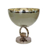 Chery Decorative Bowl | Open Ring Design | Silver Finish | Cream Glass 10"