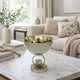Chery Decorative Bowl | Open Ring Design | Silver Finish | Cream Glass 10"
