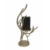 Minie Candle Holder | Twisted Branch Base | Gold Finish | Black Glass 18"