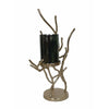Minie Candle Holder | Twisted Branch Base | Gold Finish | Black Glass 18"