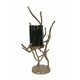 Minie Candle Holder | Twisted Branch Base | Gold Finish | Black Glass 18"