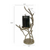 Minie Candle Holder | Twisted Branch Base | Gold Finish | Black Glass 18"