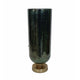 Jenise Large Vase w Gold Aluminum Leaf Accent | Silver-Black Glass 17"