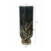 Jenise Large Vase w Gold Aluminum Leaf Accent | Silver-Black Glass 17"