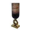Ginny Vase | Sculpted Vintage Gold Ring Accent | Gold-Gray Glass | 19"
