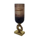 Ginny Vase | Sculpted Vintage Gold Ring Accent | Gold-Gray Glass | 19"