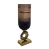 Ginny Vase | Sculpted Vintage Gold Ring Accent | Gold-Gray Glass | 19"