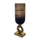 Ginny Vase | Sculpted Vintage Gold Ring Accent | Gold-Gray Glass | 19"