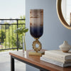 Ginny Vase | Sculpted Vintage Gold Ring Accent | Gold-Gray Glass | 19"
