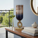 Ginny Vase | Sculpted Vintage Gold Ring Accent | Gold-Gray Glass | 19"