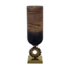 Ginny Vase | Sculpted Classical Gold Ring Accent | Gold-Gray Glass | 22"