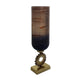 Ginny Vase | Sculpted Classical Gold Ring Accent | Gold-Gray Glass | 22"