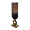 Ginny Vase | Sculpted Classical Gold Ring Accent | Gold-Gray Glass | 22"