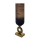Ginny Vase | Sculpted Classical Gold Ring Accent | Gold-Gray Glass | 22"