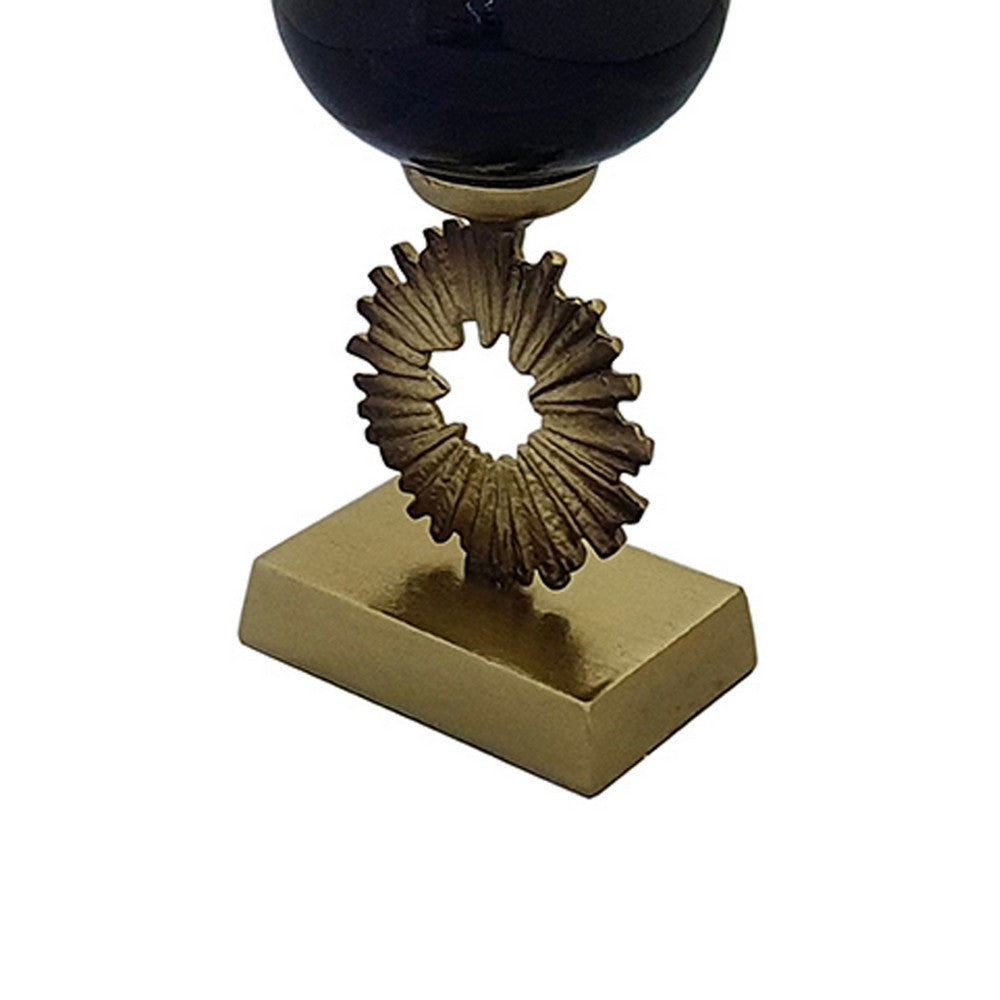 Ginny Vase | Sculpted Classical Gold Ring Accent | Gold-Gray Glass | 22"