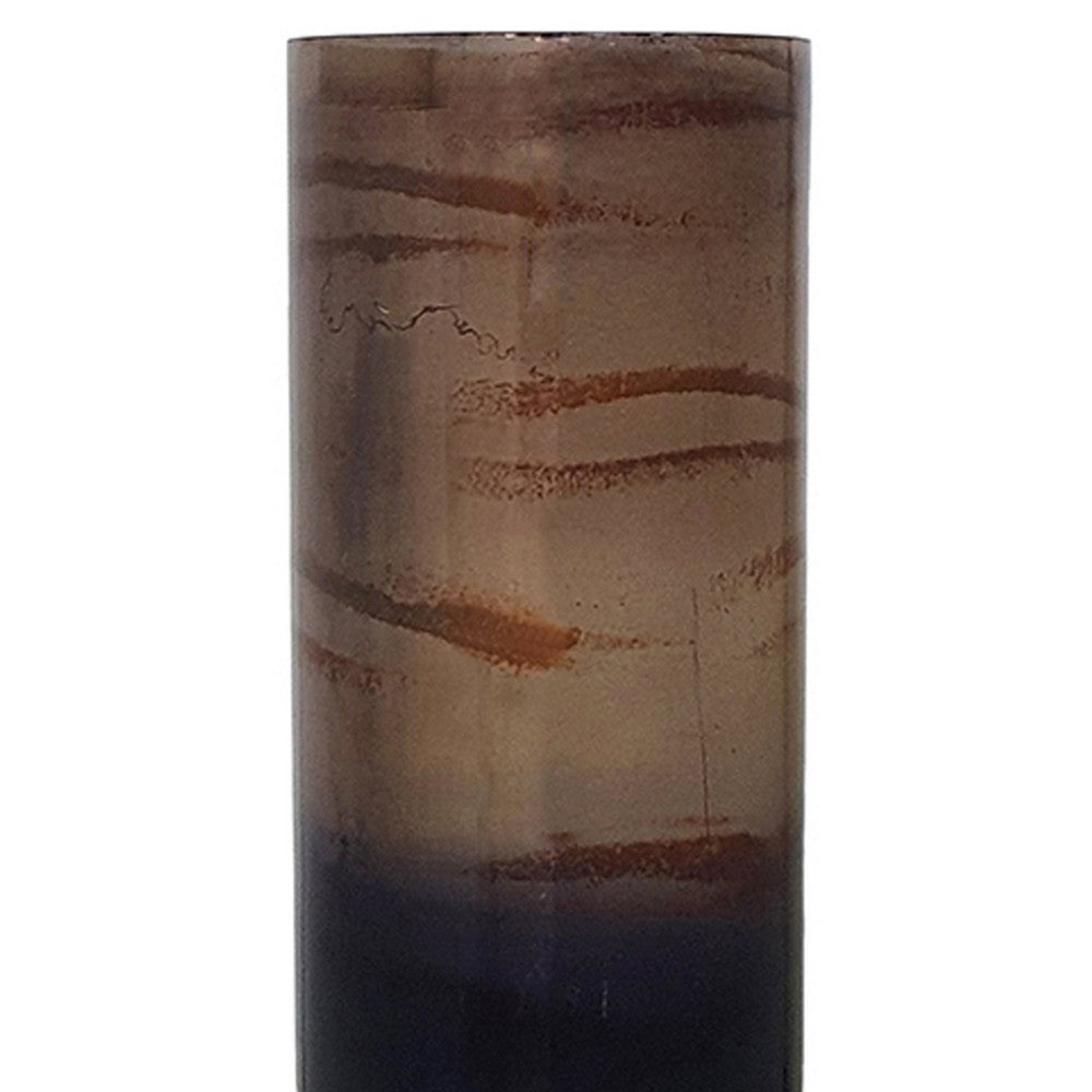 Ginny Vase | Sculpted Classical Gold Ring Accent | Gold-Gray Glass | 22"