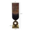 Ginny Vase | Sculpted Classical Gold Ring Accent | Gold-Gray Glass | 22"