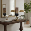 Ginny Vase | Sculpted Classical Gold Ring Accent | Gold-Gray Glass | 22"
