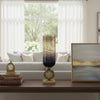 Ginny Vase | Sculpted Classical Gold Ring Accent | Gold-Gray Glass | 22"
