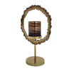 Jenyl Candle Holder | Elegant Round Frame | Gray-Copper Glass | 18"
