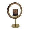 Jenyl Candle Holder | Elegant Round Frame | Gray-Copper Glass | 18"