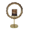 Jenyl Candle Holder | Elegant Round Frame | Gray-Copper Glass | 18"