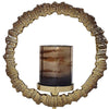 Jenyl Candle Holder | Elegant Round Frame | Gray-Copper Glass | 18"